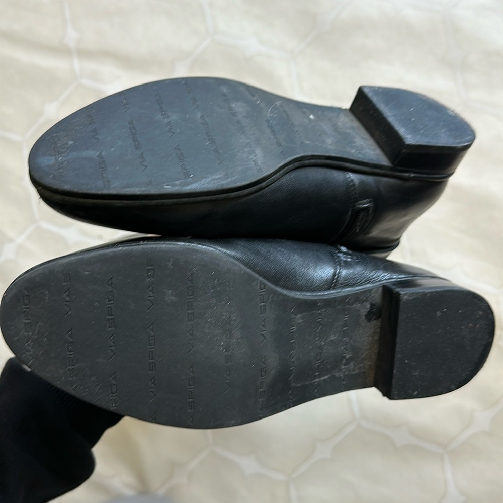 Via Spiga Leather Black Moto Leather Boots Size 7.5 - Picture 9 of 10
